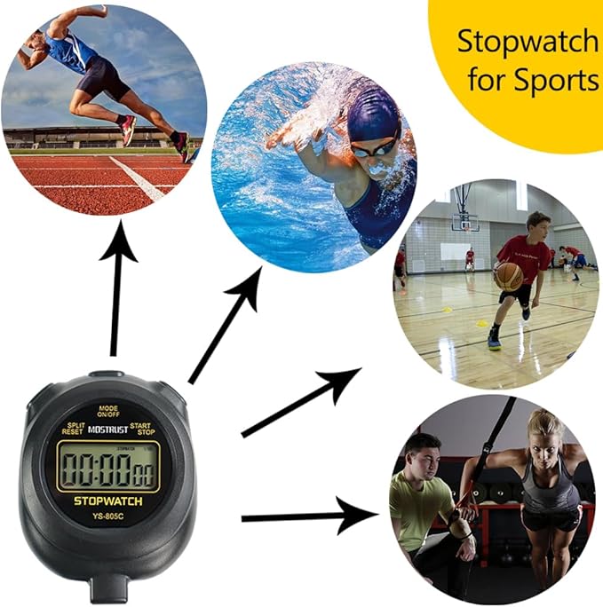 Digital Simple Stopwatch Timer, Single Lap Stopwatch Countdown Timer with On/Off, AAA