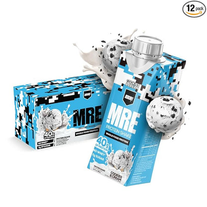 REDCON1 MRE Ready to Drink Protein Shakes, Cookies & Cream - Lactose + Whey Free RTD Protein Made
