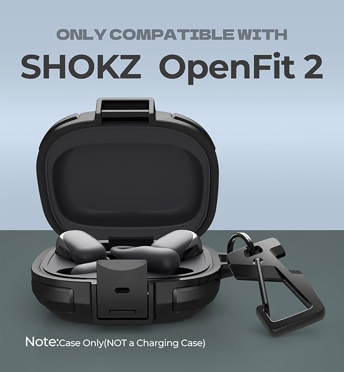 Dexnor for Shokz OpenFit 2 Case with Drop-Proof Lock, Shockproof Rugged Bumper Cases Protective