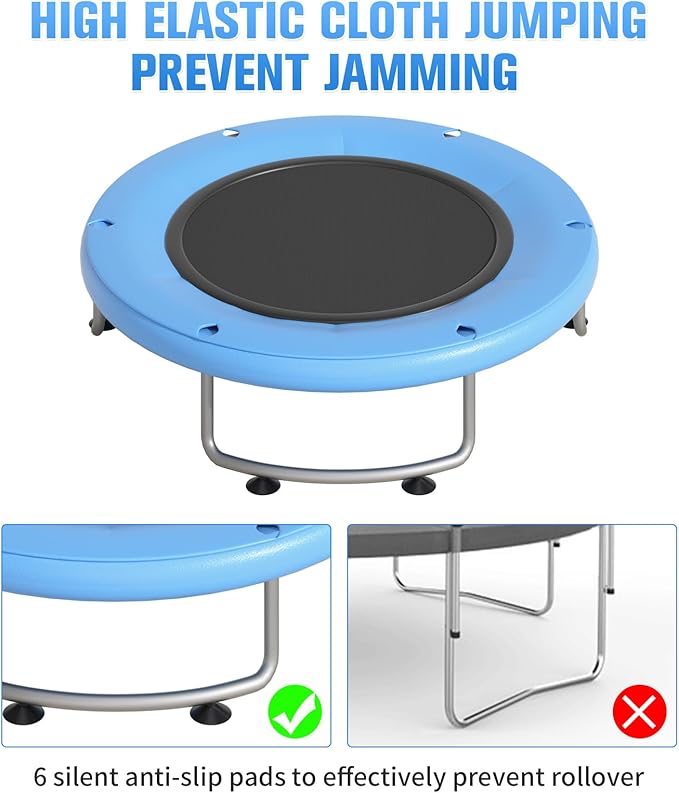55" Small Trampoline for Kids, Telawah Indoor Outdoor with with Enclosure Net, Safety Enclosure