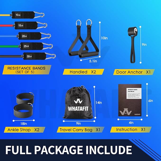 WHATAFIT Resistance Bands, Exercise Bands，Resistance Bands for Working Out, Work Out Bands with