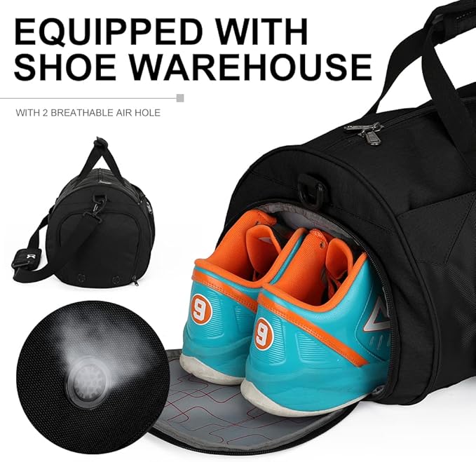 INOXTO Small Sports Gym Bag，Travel Duffel Bag with Dry Wet Pocket and Shoes Compartment for Women