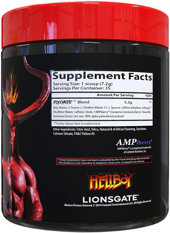 Insane Labz Hellboy Edition, High Stimulant Pre Workout Powder and NO Booster with Beta Alanine, L