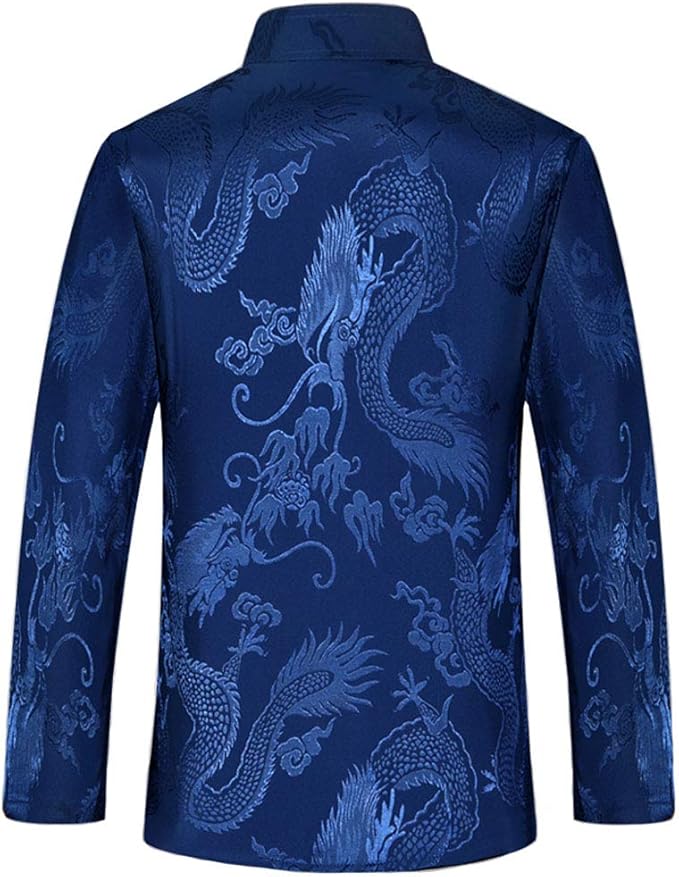 wecotton Tang Suit Men Hanfu Chinese Traditional Clothes Kung Fu Shirt Uniform Long Sleeved Coat