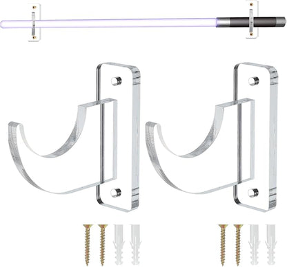 uxcell Sword Wall Mount Holder, 1 Set Acrylic Light Saber Display Rack Wall-Mounted Sword Stand