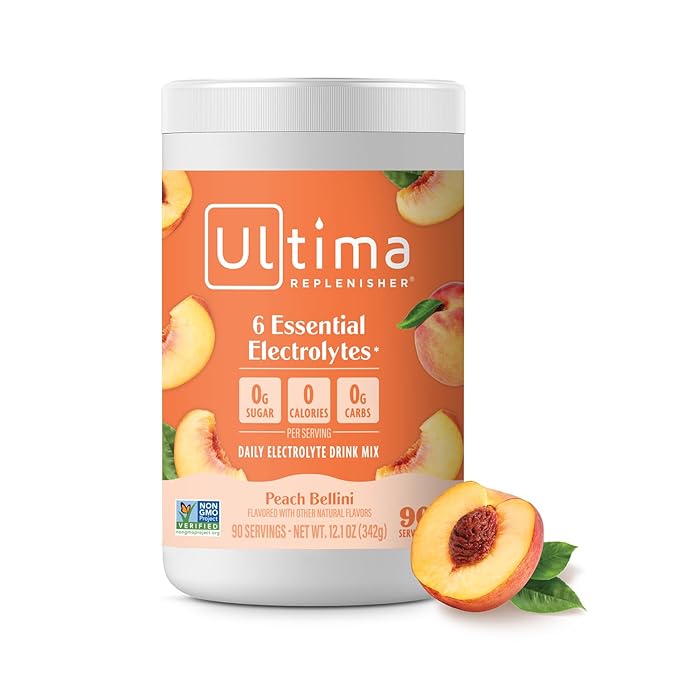Ultima Replenisher Mocktini Electrolyte Powder Drink Mix – Sugar Free – Peach Bellini, 90 Servings