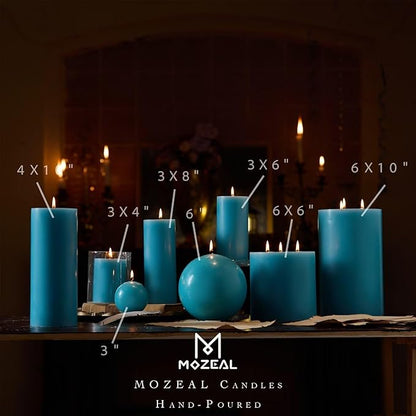 MOZEAL 3" x 4" Hand-Poured Unscented Candle,Dripless Pillar Candle Set of 3,Long Clean