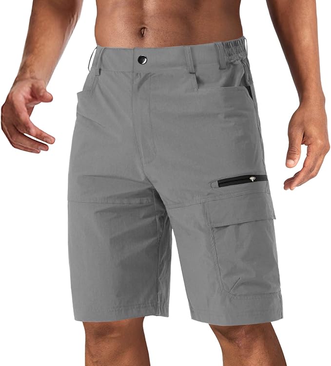 CRYSULLY Men's Hiking Cargo Shorts Outdoor Summer Lightweight Quick Dry Work Casual Shorts with 5