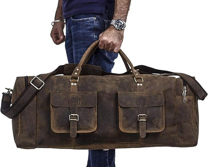 KomalC 28 inch Duffel Bag Travel Sports Overnight Weekend Leather Duffle Bag for Gym Sports Cabin