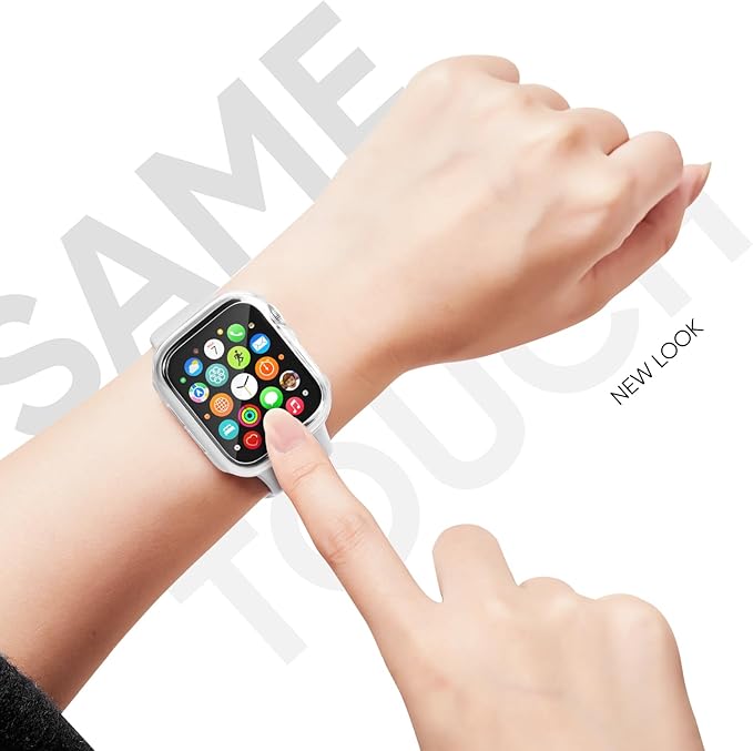 Compatible for Apple Watch Band 40mm 41mm and Case with Screen Protector, Soft Silicone Sport Strap