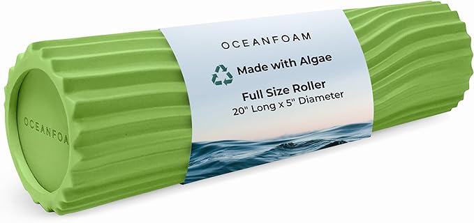 Oceanfoam Tidal Roller - Algae Green - Muscle Massage Foam Roller for Back Pain & Stretching - Firm