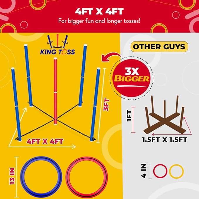 SWOOC Games - King Toss™ | Giant Ring Toss Game for Kids and Adults (4ft x 4ft) | Weatherproof