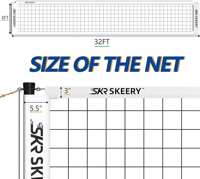 Outdoor Heavy Duty Volleyball Net Set, Anti-Sag Design, Adjustable Aluminum Poles, Portable