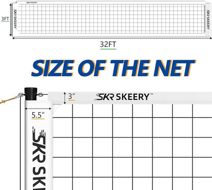 Outdoor Heavy Duty Volleyball Net Set, Anti-Sag Design, Adjustable Aluminum Poles, Portable