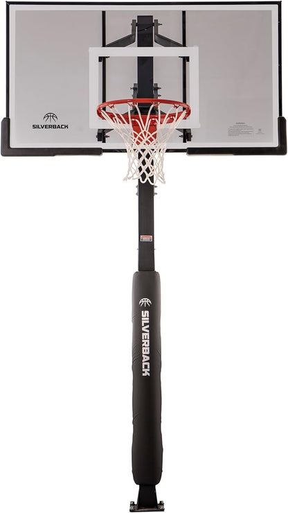 Silverback In-Ground Basketball Hoops, Adjustable Height Tempered Glass Backboard and Pro-Style