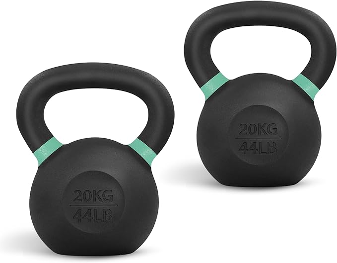 Yes4All Kettlebell, Heavy Duty Powder Coated Cast Iron Kettlebells, Non-Slip Handle & Flat Bottom