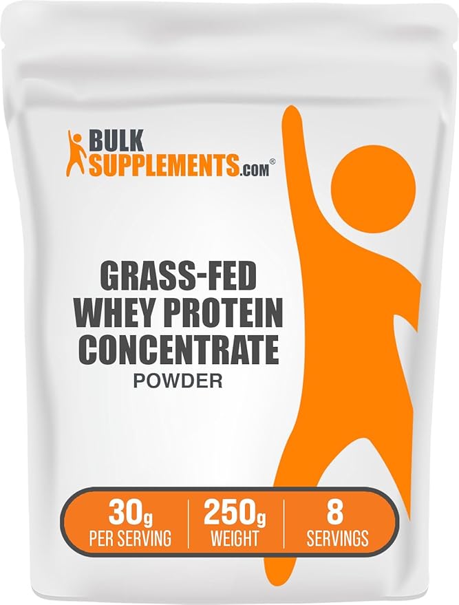 BulkSupplements.com Grass Fed Whey Protein Powder - Whey Protein Concentrate Powder - Unflavored &