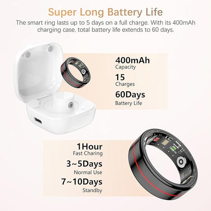 Fit Ring, Smart Health Rings for Women Men with Heart Rate,Blood Oxygen,HRV,Stress Level, Sleep