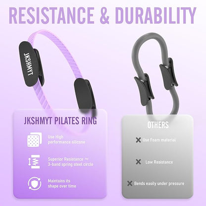 JKSHMYT Silicone Pilates Ring-14.5" Home Pilates kit with Padded Handles, Mini Ball, Resistance