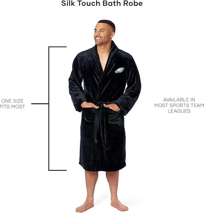 NFL Adult Unisex Silk Touch Bathrobe, Officially Licensed Loungewear, Soft Plush Polyester