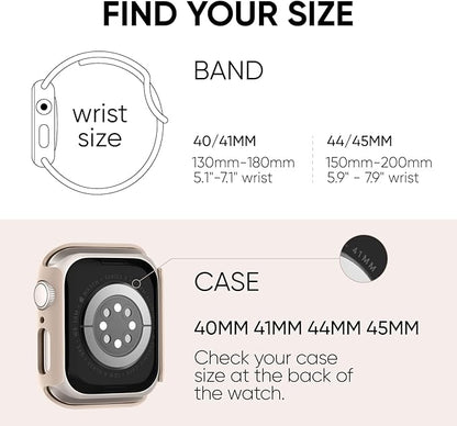 Compatible for Apple Watch Band 44mm 45mm and Case with Screen Protector, Soft Silicone Sport Strap