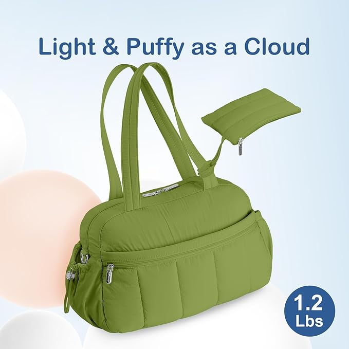 TOPDesign Travel Duffel Bag for Women, Puffer Gym Bag Sports Tote with Wet Pocket, Carry On