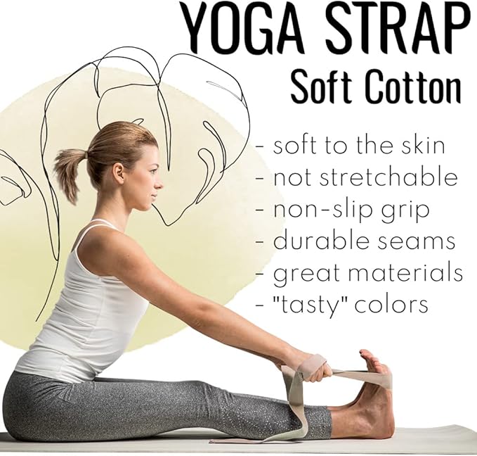 TECEUM Yoga Strap & Mat Strap – 2 IN 1 – Cotton – 6 ft 8 ft 10 ft (30+ colors) – Adjustable