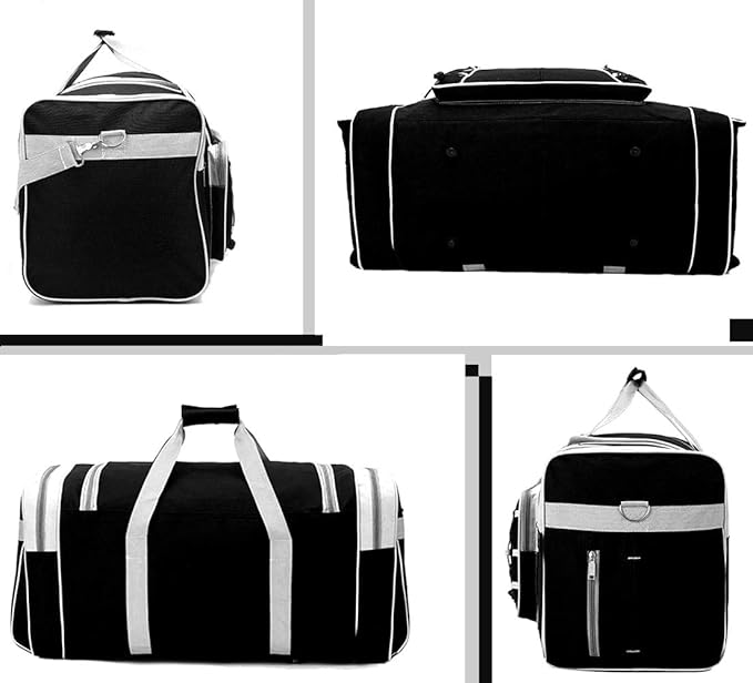 Travel Duffle Bags for Men 26" Black Weekender Over Night Carry On Bag, Lightweight Extra Large