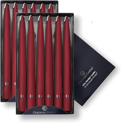 Colonial Candle Unscented Taper Candle, Handipt Collection, Traditional Cranberry, 10 In, Pack of