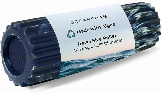 Oceanfoam Ripple Travel Foam Roller (11" x 3.35") Firm Mini Foam Roller for Physical Therapy, Deep