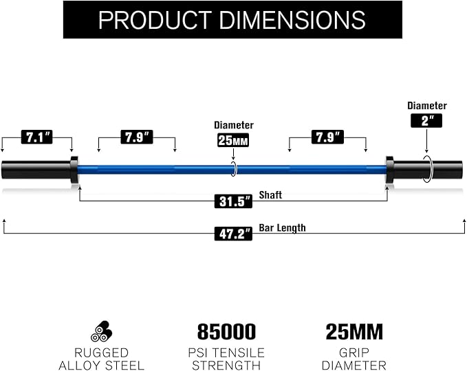 RITFIT Olympic Barbell 4ft/4.8ft/6ft - 2 Inch Weight Bar for Strength Training, Weightlifting