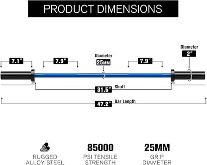 RITFIT Olympic Barbell 4ft/4.8ft/6ft - 2 Inch Weight Bar for Strength Training, Weightlifting