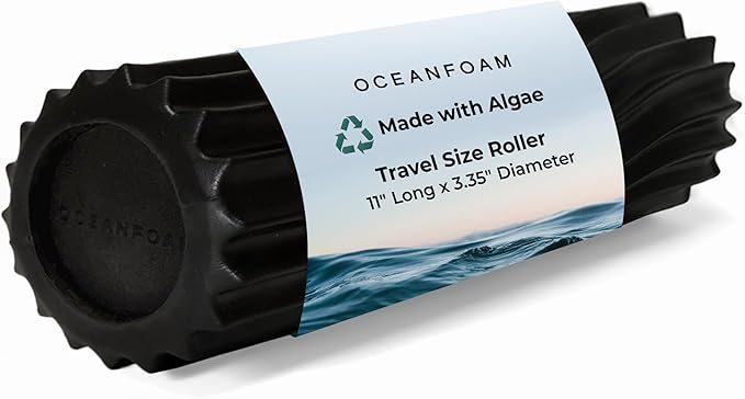 Oceanfoam Ripple Travel Foam Roller (11" x 3.35") Firm Mini Foam Roller for Physical Therapy, Deep