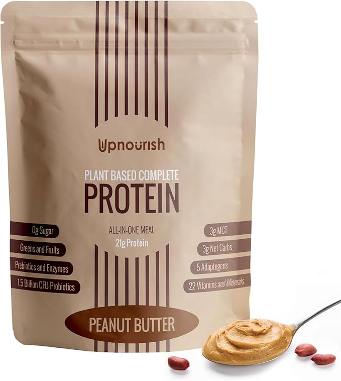 UpNourish Peanut Butter Vegan Protein Powder 54 Superfoods Powder,1.5 Billion CFU Probiotics 21g