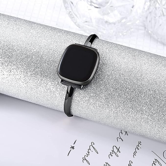 Silm Band Compatible with Fitbit Versa 4/Fitbit Sense 2 Band Cute Women, Bling Jewelry Metal Strap