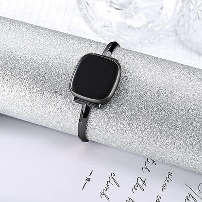 Silm Band Compatible with Fitbit Versa 4/Fitbit Sense 2 Band Cute Women, Bling Jewelry Metal Strap