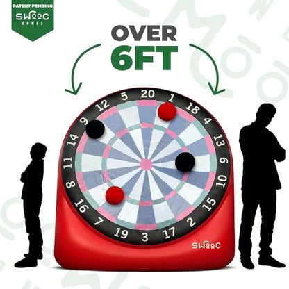 SWOOC Games - Inflatable Giant Kick Darts (15+ Ways to Play) - Jumbo Soccer Dartboard w/Air Pump