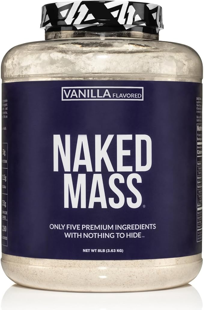 NAKED Vanilla Mass - All Natural Vanilla Weight Gainer Protein Powder - 8lb Bulk, GMO Free, Gluten