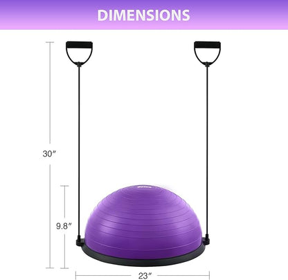 ZELUS Balance Ball Trainer with Resistance Bands and Foot Pump, Inflatable Yoga Ball for Home Gym