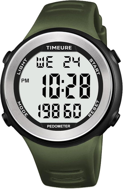 Mens Pedometer Watch for Walking Step Counter Watch No Charging, No App Connection, with EL