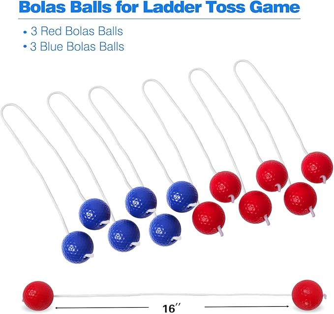 GSE Games & Sports Expert Premium Solid Wood Ladder Ball Toss Game Set with Ladder Ball Bolas &