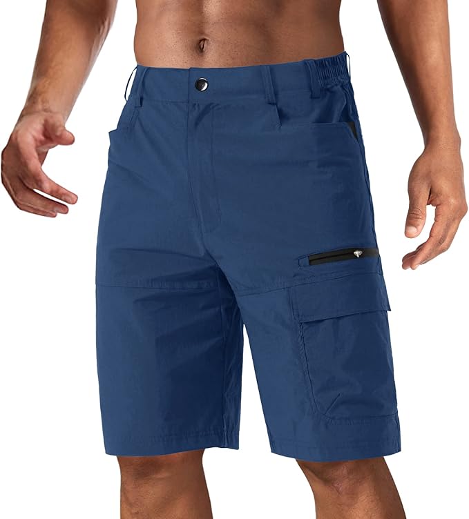 CRYSULLY Men's Hiking Cargo Shorts Outdoor Summer Lightweight Quick Dry Work Casual Shorts with 5
