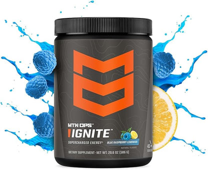 MTN OPS Ignite Energy Drink Powder, Gluten Free Nootropic Supplement Drink Mix, L Arginine, L
