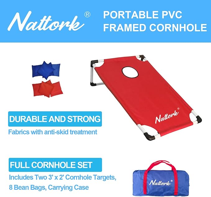 Portable Cornhole Set with 2 Collapsible Cornhole Boards, 8 Cornhole Bean Bags and Carrying Case