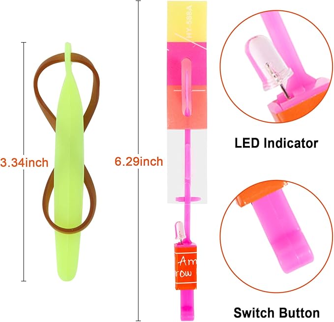 25 Sets LED Flying Set, 25 Slingshot+25 Glow Helicopter-50 Pcs, Flying Toy Outdoor Toys Glow in The