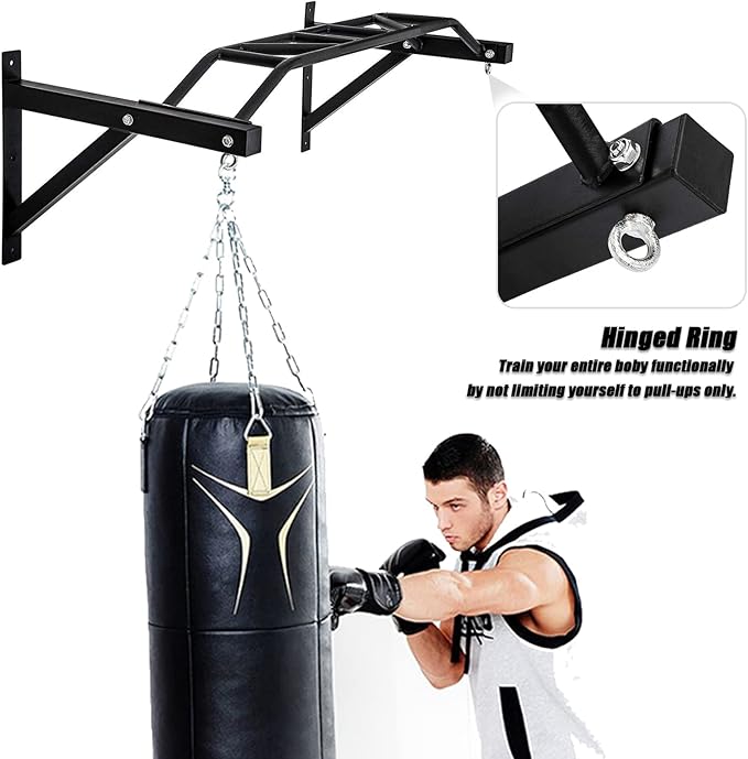 BDL Wall Mounted Pull Up Bar Chin Up bar Multifunctional Dip Station for Indoor Home Gym Workout
