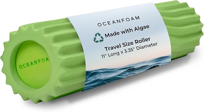 Oceanfoam Ripple Travel Foam Roller (11" x 3.35") Firm Mini Foam Roller for Physical Therapy, Deep