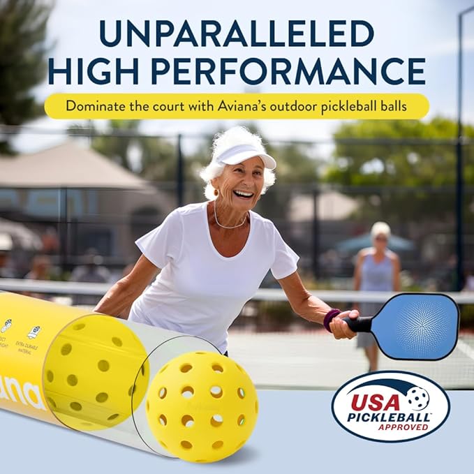 Aviana Outdoor Pickleball Balls - USAPA Approved for Tournament Play | Durable 40-Hole Design |