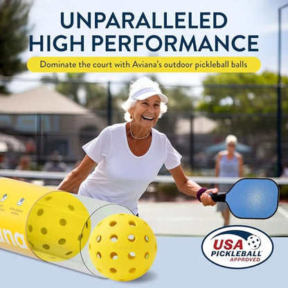 Aviana Outdoor Pickleball Balls - USAPA Approved for Tournament Play | Durable 40-Hole Design |