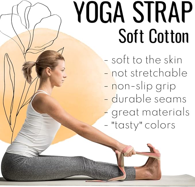 TECEUM Yoga Strap & Mat Strap – 2 IN 1 – Cotton – 6 ft 8 ft 10 ft (30+ colors) – Adjustable